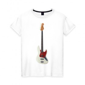 Женская футболка хлопок с принтом Бас-гитара в Петрозаводске, 100% хлопок | прямой крой, круглый вырез горловины, длина до линии бедер, слегка спущенное плечо | бас гитара | музыкальный инструмент