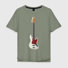 Мужская футболка хлопок Oversize с принтом Бас-гитара в Петрозаводске, 100% хлопок | свободный крой, круглый ворот, “спинка” длиннее передней части | бас гитара | музыкальный инструмент