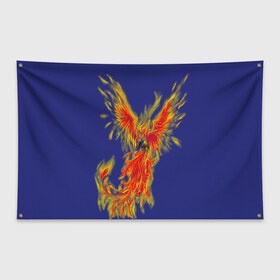 Флаг-баннер с принтом Феникс в Петрозаводске, 100% полиэстер | размер 67 х 109 см, плотность ткани — 95 г/м2; по краям флага есть четыре люверса для крепления | горящий | летит | огонь | пар хает | пламя | птица | пылает | пылающий | феникс