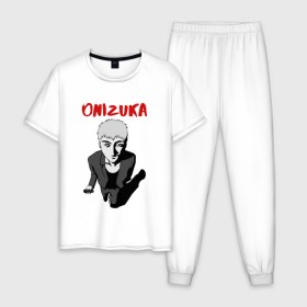 Мужская пижама хлопок с принтом Great Teacher Onizuka в Петрозаводске, 100% хлопок | брюки и футболка прямого кроя, без карманов, на брюках мягкая резинка на поясе и по низу штанин
 | Тематика изображения на принте: great teacher onizuka | gto | onizuka | великий учитель онидзука | гто | крутой учитель онидзука | онидзука | справедливость