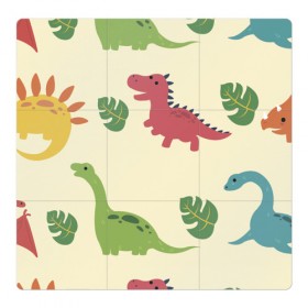 Магнитный плакат 3Х3 с принтом Динозаврики в Петрозаводске, Полимерный материал с магнитным слоем | 9 деталей размером 9*9 см | Тематика изображения на принте: dinosaurs | динозавр | динозавры | животные | игрушки | мульт динозавры | мультяшки динозавры | тиранозавр