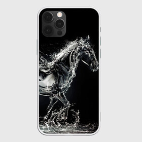 Чехол для iPhone 12 Pro Max с принтом Скакун в Петрозаводске, Силикон |  | black | expression | horse | jumper | water | вода | лошадь | скакун | черный | экспрессия