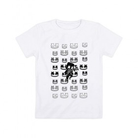 Детская футболка хлопок с принтом FORTNITE X MARSHMELLO в Петрозаводске, 100% хлопок | круглый вырез горловины, полуприлегающий силуэт, длина до линии бедер | fortnite | games | marshmello | игры | фортнайт