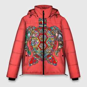 Мужская зимняя куртка 3D с принтом Черепаховый остров в Петрозаводске, верх — 100% полиэстер; подкладка — 100% полиэстер; утеплитель — 100% полиэстер | длина ниже бедра, свободный силуэт Оверсайз. Есть воротник-стойка, отстегивающийся капюшон и ветрозащитная планка. 

Боковые карманы с листочкой на кнопках и внутренний карман на молнии. | Тематика изображения на принте: девушки | декор | декоративный | женщины | животные | мода | море | морская жизнь | морская черепаха | морской мир | подводный мир | цветочный | цветы | черепаха