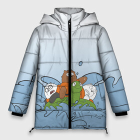Женская зимняя куртка 3D с принтом Bears on a turtle в Петрозаводске, верх — 100% полиэстер; подкладка — 100% полиэстер; утеплитель — 100% полиэстер | длина ниже бедра, силуэт Оверсайз. Есть воротник-стойка, отстегивающийся капюшон и ветрозащитная планка. 

Боковые карманы с листочкой на кнопках и внутренний карман на молнии | baby bears | bare bears | charle and bears | dsgngerzen | grizz | iсebear | panda | panpan | selfie panpan | vdgerir | we bare bears | вся правда о медведях