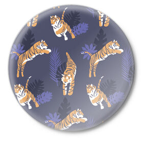 Значок с принтом Тигриный прайд в Петрозаводске,  металл | круглая форма, металлическая застежка в виде булавки | lion | tiger | гепард | дикие кошки | животные | кот | кошки | лев | пантера | тигр | тигры