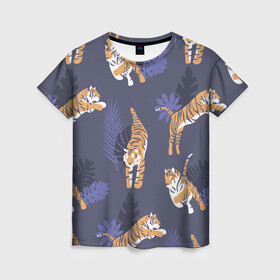 Женская футболка 3D с принтом Тигриный прайд в Петрозаводске, 100% полиэфир ( синтетическое хлопкоподобное полотно) | прямой крой, круглый вырез горловины, длина до линии бедер | lion | tiger | гепард | дикие кошки | животные | кот | кошки | лев | пантера | тигр | тигры
