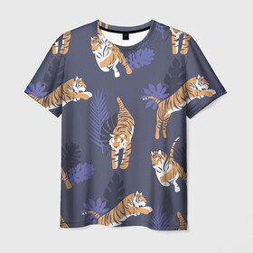 Мужская футболка 3D с принтом Тигриный прайд в Петрозаводске, 100% полиэфир | прямой крой, круглый вырез горловины, длина до линии бедер | Тематика изображения на принте: lion | tiger | гепард | дикие кошки | животные | кот | кошки | лев | пантера | тигр | тигры