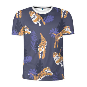 Мужская футболка 3D спортивная с принтом Тигриный прайд в Петрозаводске, 100% полиэстер с улучшенными характеристиками | приталенный силуэт, круглая горловина, широкие плечи, сужается к линии бедра | Тематика изображения на принте: lion | tiger | гепард | дикие кошки | животные | кот | кошки | лев | пантера | тигр | тигры