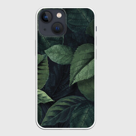 Чехол для iPhone 13 mini с принтом Лесная маскировка в Петрозаводске,  |  | branch | foliage | leafy | nature | ветка | веточка | зеленый | лист | листочки | листья | природа | черный