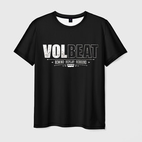 Мужская футболка 3D с принтом Volbeat в Петрозаводске, 100% полиэфир | прямой крой, круглый вырез горловины, длина до линии бедер | Тематика изображения на принте: groove metal | hardcore | psychobilly | rebound | replay | rewind | volbeat | волбит