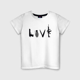 Детская футболка хлопок с принтом love weapon в Петрозаводске, 100% хлопок | круглый вырез горловины, полуприлегающий силуэт, длина до линии бедер | love weapon оружие любовь