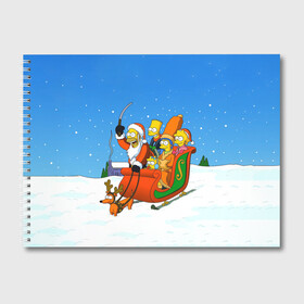 Альбом для рисования с принтом Simpsons New Year в Петрозаводске, 100% бумага
 | матовая бумага, плотность 200 мг. | Тематика изображения на принте: bart | christmas | family | homer | lisa | maggie | marge | new | santa | simpson | simpsons | snow | thesimpsons | xmas | year | барт | гомер | лиза | мардж | мегги | санта | семья | симпсоны