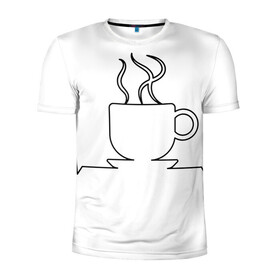 Мужская футболка 3D спортивная с принтом Чашечку кофе? в Петрозаводске, 100% полиэстер с улучшенными характеристиками | приталенный силуэт, круглая горловина, широкие плечи, сужается к линии бедра | бариста | бармен | вкус | кардиограмма | кофе | кофеман | напиток | подача | профессия | хобби | чашка