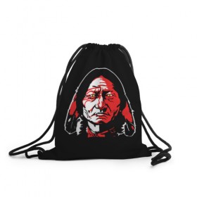 Рюкзак-мешок 3D с принтом Cherokee в Петрозаводске, 100% полиэстер | плотность ткани — 200 г/м2, размер — 35 х 45 см; лямки — толстые шнурки, застежка на шнуровке, без карманов и подкладки | cherokee | indian | indians face | индеец | лицо индейца