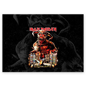 Поздравительная открытка с принтом Iron Maiden в Петрозаводске, 100% бумага | плотность бумаги 280 г/м2, матовая, на обратной стороне линовка и место для марки
 | heavy metal | iron maiden | metal | айрон мейден | группы | метал | музыка | рок | хеви метал