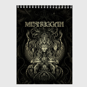 Скетчбук с принтом Meshuggah в Петрозаводске, 100% бумага
 | 48 листов, плотность листов — 100 г/м2, плотность картонной обложки — 250 г/м2. Листы скреплены сверху удобной пружинной спиралью | Тематика изображения на принте: djent | jens kidman | meshuggah | metal | грув метал | группы | метал | мешуга | музыка | рок