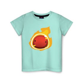 Детская футболка хлопок с принтом Огненный слайм-мини версия в Петрозаводске, 100% хлопок | круглый вырез горловины, полуприлегающий силуэт, длина до линии бедер | slime rancher