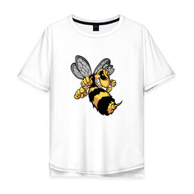 Мужская футболка хлопок Oversize с принтом Злая Пчела в Петрозаводске, 100% хлопок | свободный крой, круглый ворот, “спинка” длиннее передней части | злая пчела | пчела | рисунок