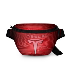 Поясная сумка 3D с принтом Tesla в Петрозаводске, 100% полиэстер | плотная ткань, ремень с регулируемой длиной, внутри несколько карманов для мелочей, основное отделение и карман с обратной стороны сумки застегиваются на молнию | 