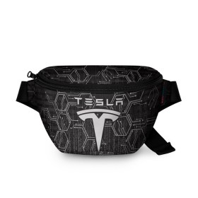 Поясная сумка 3D с принтом Tesla в Петрозаводске, 100% полиэстер | плотная ткань, ремень с регулируемой длиной, внутри несколько карманов для мелочей, основное отделение и карман с обратной стороны сумки застегиваются на молнию | 