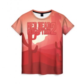 Женская футболка 3D с принтом Red Dead Redemption 2 в Петрозаводске, 100% полиэфир ( синтетическое хлопкоподобное полотно) | прямой крой, круглый вырез горловины, длина до линии бедер | 