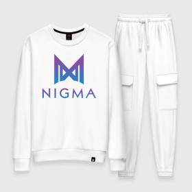 Женский костюм хлопок с принтом Nigma esports в Петрозаводске, 100% хлопок | на свитшоте круглая горловина, мягкая резинка по низу. Брюки заужены к низу, на них два вида карманов: два 