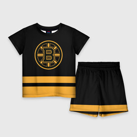 Детский костюм с шортами 3D с принтом Бостон Брюинз НХЛ в Петрозаводске,  |  | boston | boston bruins | bruins | hockey | nhl | usa | бостон | бостон брюинз | нхл | спорт | сша | хоккей | шайба