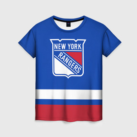 Женская футболка 3D с принтом Нью-Йорк Рейнджерс НХЛ в Петрозаводске, 100% полиэфир ( синтетическое хлопкоподобное полотно) | прямой крой, круглый вырез горловины, длина до линии бедер | hockey | new york | new york rangers | nhl | rangers | usa | нхл | нью йорк | нью йорк рейнджерс | рейнджерс | спорт | сша | хоккей | шайба