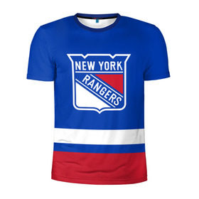 Мужская футболка 3D спортивная с принтом Нью-Йорк Рейнджерс НХЛ в Петрозаводске, 100% полиэстер с улучшенными характеристиками | приталенный силуэт, круглая горловина, широкие плечи, сужается к линии бедра | hockey | new york | new york rangers | nhl | rangers | usa | нхл | нью йорк | нью йорк рейнджерс | рейнджерс | спорт | сша | хоккей | шайба