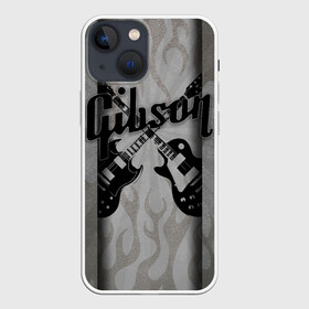 Чехол для iPhone 13 mini с принтом Gibson в Петрозаводске,  |  | Тематика изображения на принте: custom guitar | gibson | gibson usa | grover | guitar | hard rock | les paul | lespol | metal | punk | rock | sg | sg300 | sg400 | гибсон | гитара | гитары | лес пол | леспаул | леспол | панк | рок | хард рок | хардрок