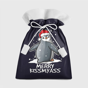 Подарочный 3D мешок с принтом Santa penguin в Петрозаводске, 100% полиэстер | Размер: 29*39 см | christmas | claus | jingle | merry | santa | елка | игрушки | клаус | клюв | колокольчик | новый год | олени | пингвин | подарок | праздник | рождество | санта | снег | снежинки | шапка