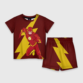 Детский костюм с шортами 3D с принтом The Flash в Петрозаводске,  |  | Тематика изображения на принте: dc comics | justice league | superhero | the flash | лига справедливости | флэш
