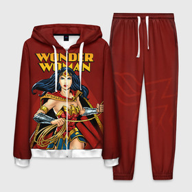 Мужской костюм 3D с принтом Wonder Woman в Петрозаводске, 100% полиэстер | Манжеты и пояс оформлены тканевой резинкой, двухслойный капюшон со шнурком для регулировки, карманы спереди | dc comics | justice league | shtatjl | superhero | wonder woman | лига справедливости | чудо женщина