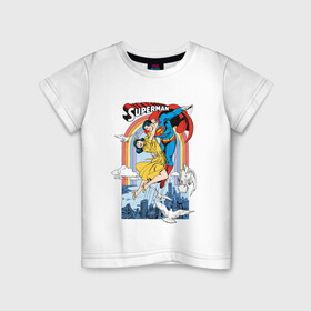 Детская футболка хлопок с принтом Superman в Петрозаводске, 100% хлопок | круглый вырез горловины, полуприлегающий силуэт, длина до линии бедер | clark kent | dc comics | justice league | shtatjl | superhero | superman | лига справедливости | супермен