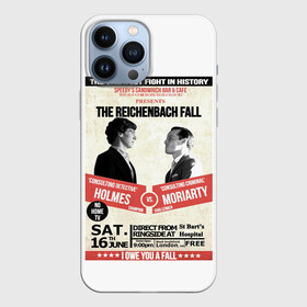 Чехол для iPhone 13 Pro Max с принтом The reichenbach fall в Петрозаводске,  |  | Тематика изображения на принте: 221b | bbc | benedict cumberbatch | john watson | mark gatiss | martin freeman | sherlock holmes | steven moffat | бейкер | джон ватсон | мориарти | стрит | шерлок