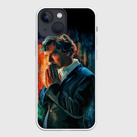 Чехол для iPhone 13 mini с принтом Sherlock в Петрозаводске,  |  | Тематика изображения на принте: 221b | bbc | benedict cumberbatch | john watson | mark gatiss | martin freeman | sherlock holmes | steven moffat | бейкер | джон ватсон | мориарти | стрит | шерлок