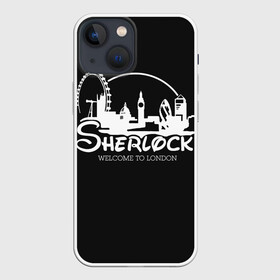 Чехол для iPhone 13 mini с принтом Sherlock в Петрозаводске,  |  | Тематика изображения на принте: 221b | bbc | benedict cumberbatch | john watson | mark gatiss | martin freeman | sherlock holmes | steven moffat | бейкер | джон ватсон | мориарти | стрит | шерлок