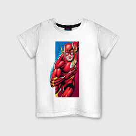 Детская футболка хлопок с принтом Flash, Justice League в Петрозаводске, 100% хлопок | круглый вырез горловины, полуприлегающий силуэт, длина до линии бедер | Тематика изображения на принте: dc comics | flash | justice league | superhero | лига справедливости | флэш