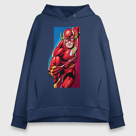 Женское худи Oversize хлопок с принтом Flash Justice League в Петрозаводске, френч-терри — 70% хлопок, 30% полиэстер. Мягкий теплый начес внутри —100% хлопок | боковые карманы, эластичные манжеты и нижняя кромка, капюшон на магнитной кнопке | dc comics | flash | justice league | superhero | лига справедливости | флэш