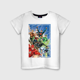 Детская футболка хлопок с принтом Лига Справедливости в Петрозаводске, 100% хлопок | круглый вырез горловины, полуприлегающий силуэт, длина до линии бедер | dc comics | flash | justice league | shtatjl | superhero | superman | wonder woman | лига справедливости | супермен | флэш | чудо женщина