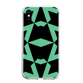 Чехол для iPhone XS Max матовый с принтом Abstract zigzag pattern в Петрозаводске, Силикон | Область печати: задняя сторона чехла, без боковых панелей | Тематика изображения на принте: abstract | background | illusion | patter | абстракт | геометрия | зеленый | зигзаг | иллюзия | паттерн | простой | ромб | фигуры | фон | черный