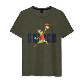 Мужская футболка хлопок с принтом Гринч в Петрозаводске, 100% хлопок | прямой крой, круглый вырез горловины, длина до линии бедер, слегка спущенное плечо. | 