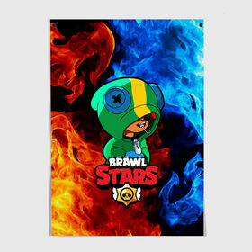 Постер с принтом Brawl Stars LEON в Петрозаводске, 100% бумага
 | бумага, плотность 150 мг. Матовая, но за счет высокого коэффициента гладкости имеет небольшой блеск и дает на свету блики, но в отличии от глянцевой бумаги не покрыта лаком | 8 bit | 8 бит | brawl | brawl stars | crow | leon | stars | бравл | бравл старс | браво старс | игра | компьютерная | кров | леон | огонь | онлайн | пламя | старс