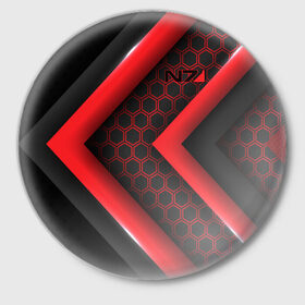 Значок с принтом Mass Effect N7 в Петрозаводске,  металл | круглая форма, металлическая застежка в виде булавки | andromeda | bioware | n7 | shepard | shooter | геты | жнецы | инженер | масс эффект | разведчик | солдат | страж | цербер | штурмовик | шутер