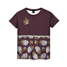 Женская футболка 3D с принтом King of S#!T в Петрозаводске, 100% полиэфир ( синтетическое хлопкоподобное полотно) | прямой крой, круглый вырез горловины, длина до линии бедер | 4сезон | rick and morty | мультсериал | рик и морти
