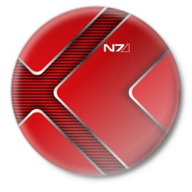 Значок с принтом Mass Effect N7 в Петрозаводске,  металл | круглая форма, металлическая застежка в виде булавки | 