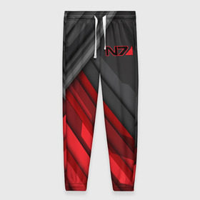 Женские брюки 3D с принтом Mass Effect N7 в Петрозаводске, полиэстер 100% | прямой крой, два кармана без застежек по бокам, с мягкой трикотажной резинкой на поясе и по низу штанин. В поясе для дополнительного комфорта — широкие завязки | 