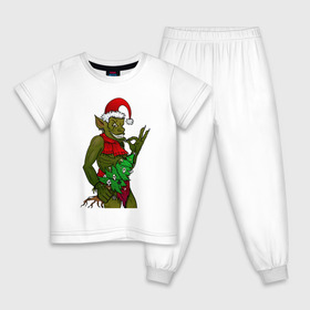 Детская пижама хлопок с принтом Тролль Дед Мороз в Петрозаводске, 100% хлопок |  брюки и футболка прямого кроя, без карманов, на брюках мягкая резинка на поясе и по низу штанин
 | 