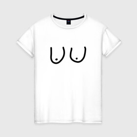 Женская футболка хлопок с принтом Грудь в Петрозаводске, 100% хлопок | прямой крой, круглый вырез горловины, длина до линии бедер, слегка спущенное плечо | прикол | смешная футболка | юмор
